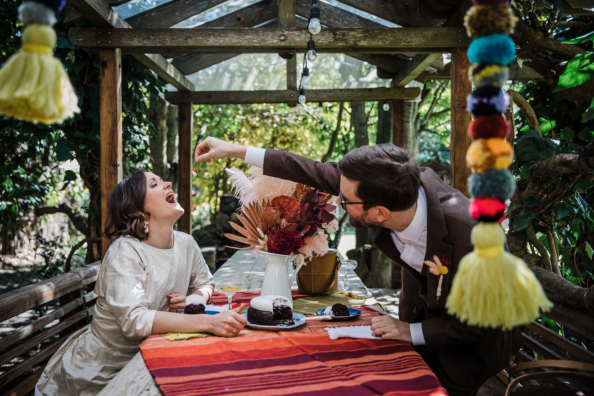 Bride and groom have a picnic elopement at Olema House.
