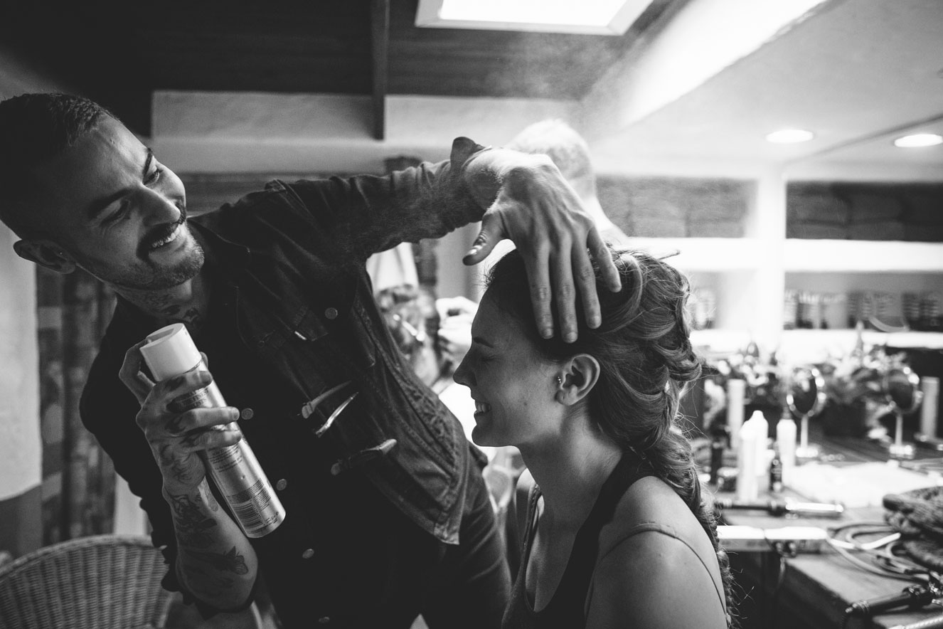 Bride getting ready at Holly Farm Wedding by Becca Henry Photography.