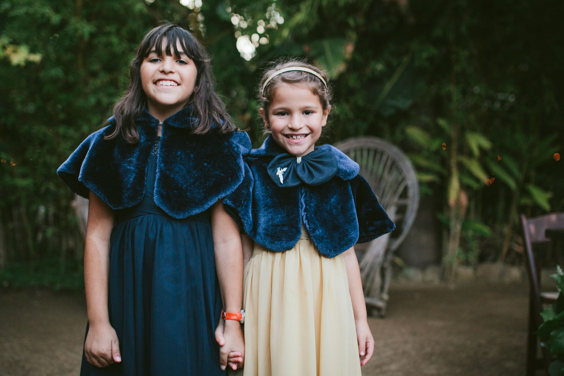 Smiling girls at this California wedding reception.