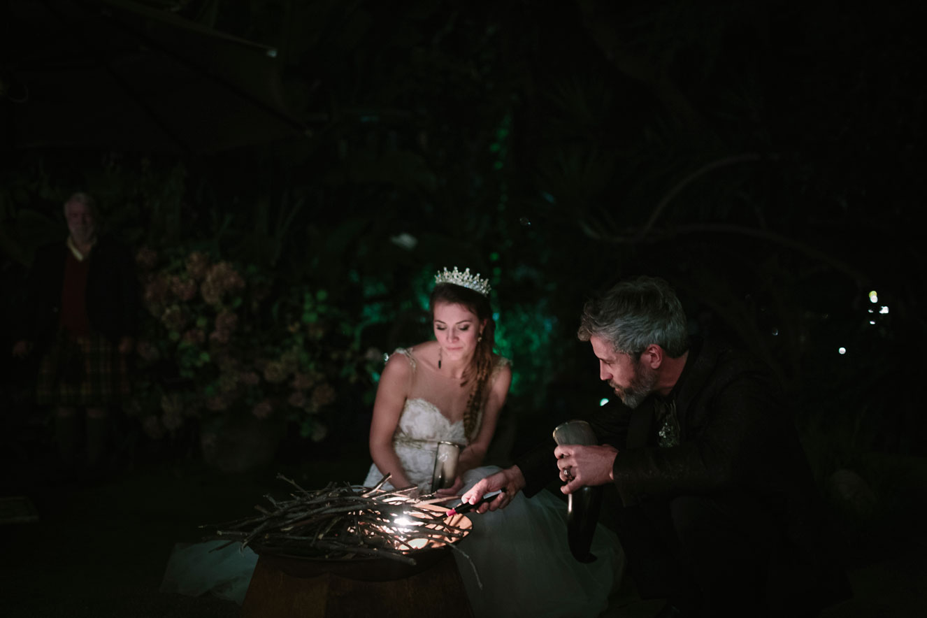 At the end of the night bride and groom have a quiet moment