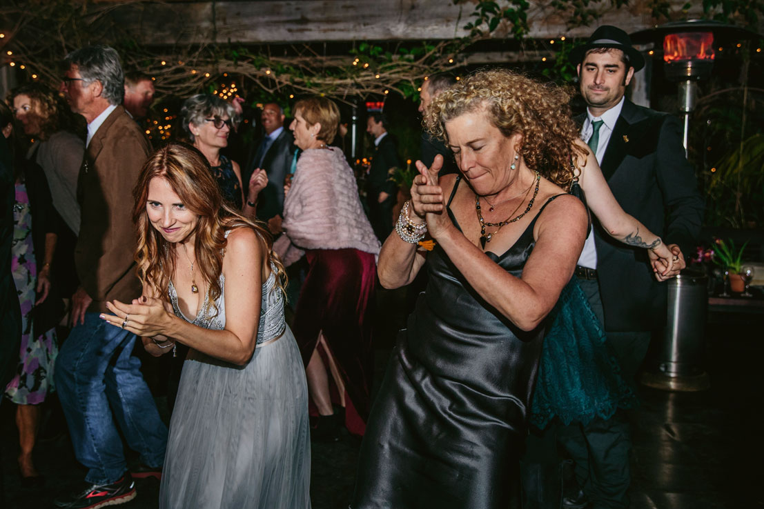 Wedding guests cuttin' a rug at California wedding