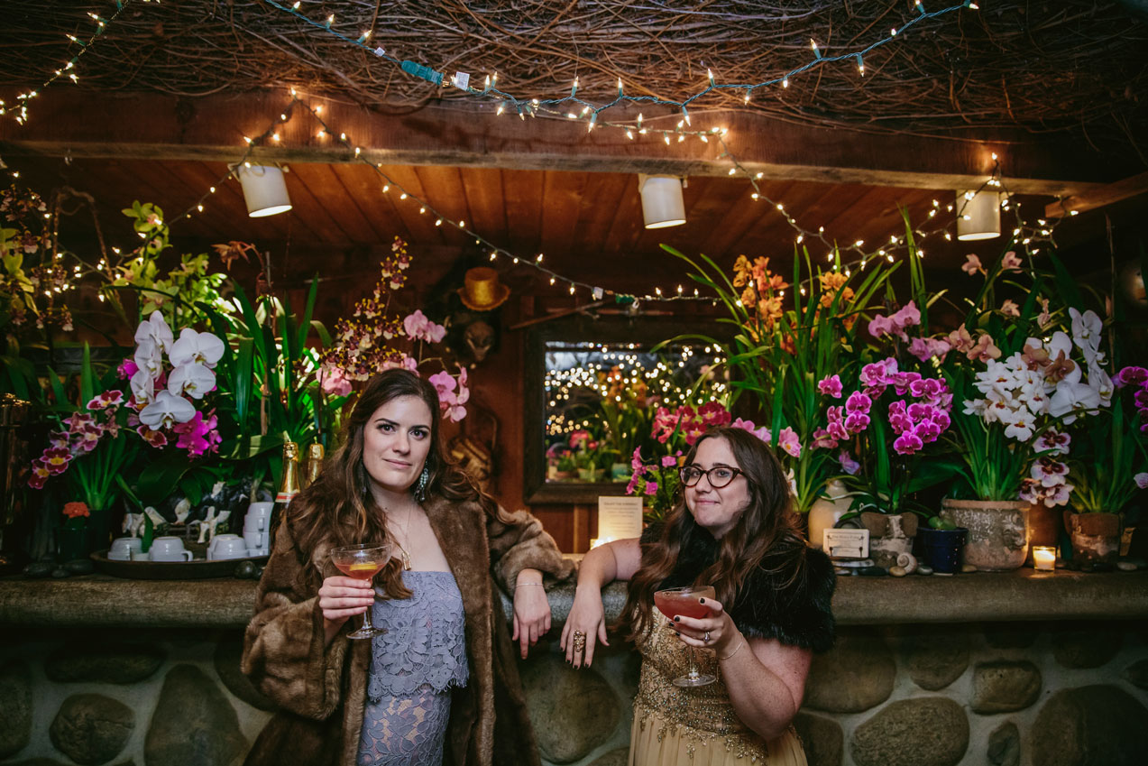 Wedding guests looking awesome at elegant and fun Holly Farm Wedding.