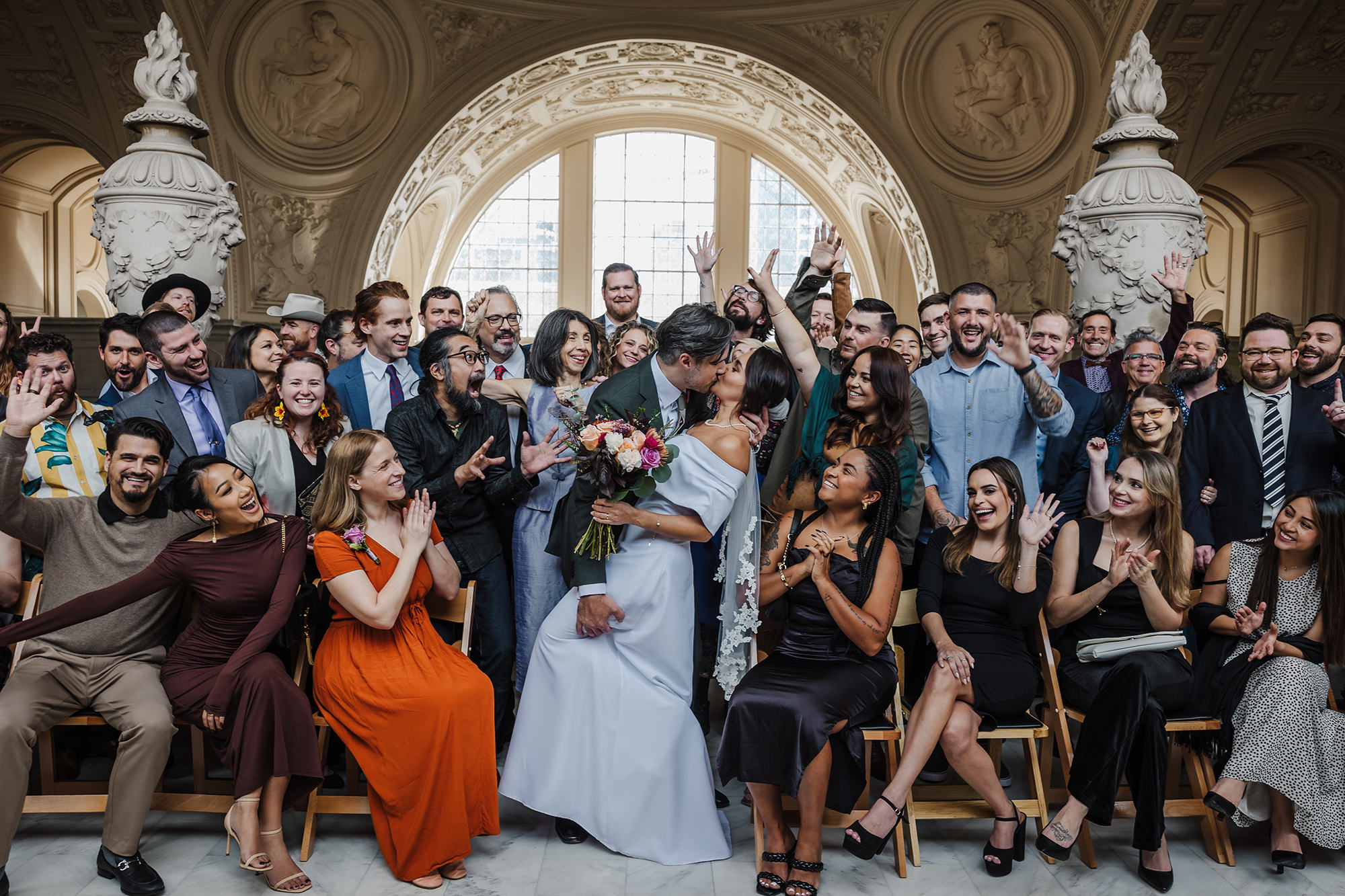 0290 Super fun San Francisco City Hall Wedding- Group photo